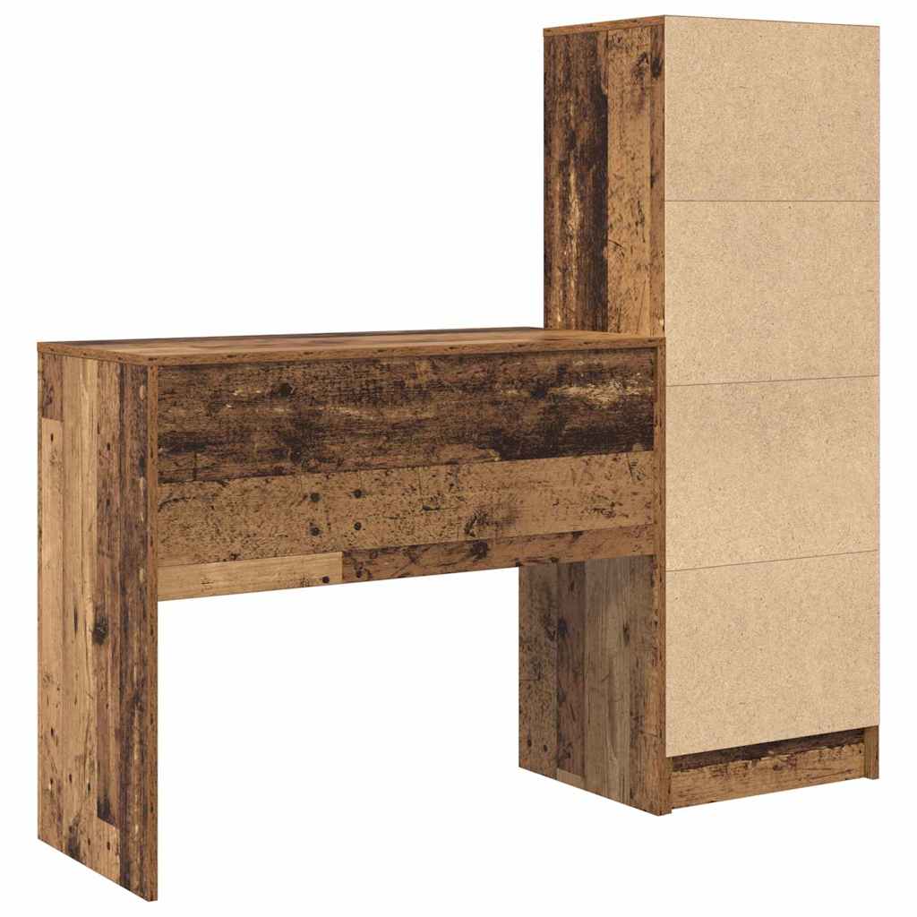 Desk with Drawers 2 pcs Reclaimed Wood
