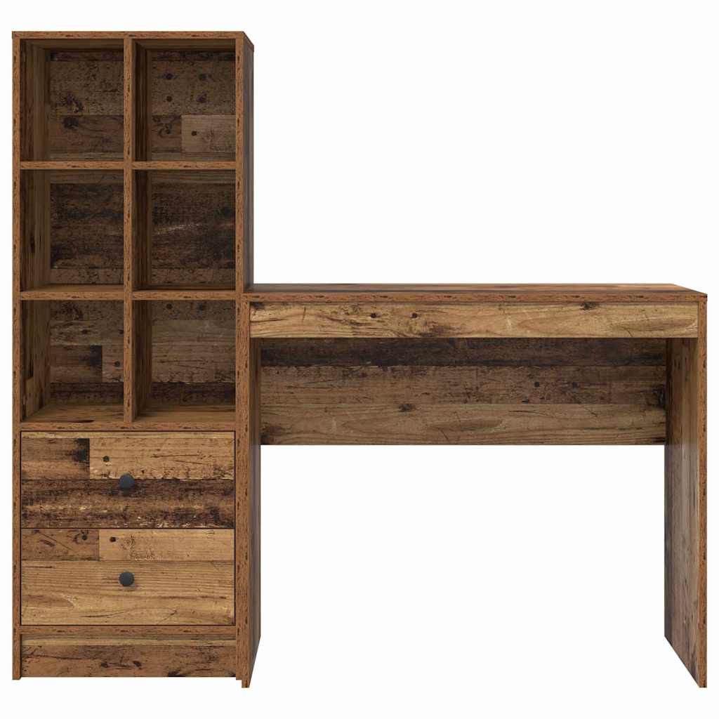 Desk with Drawers 2 pcs Reclaimed Wood