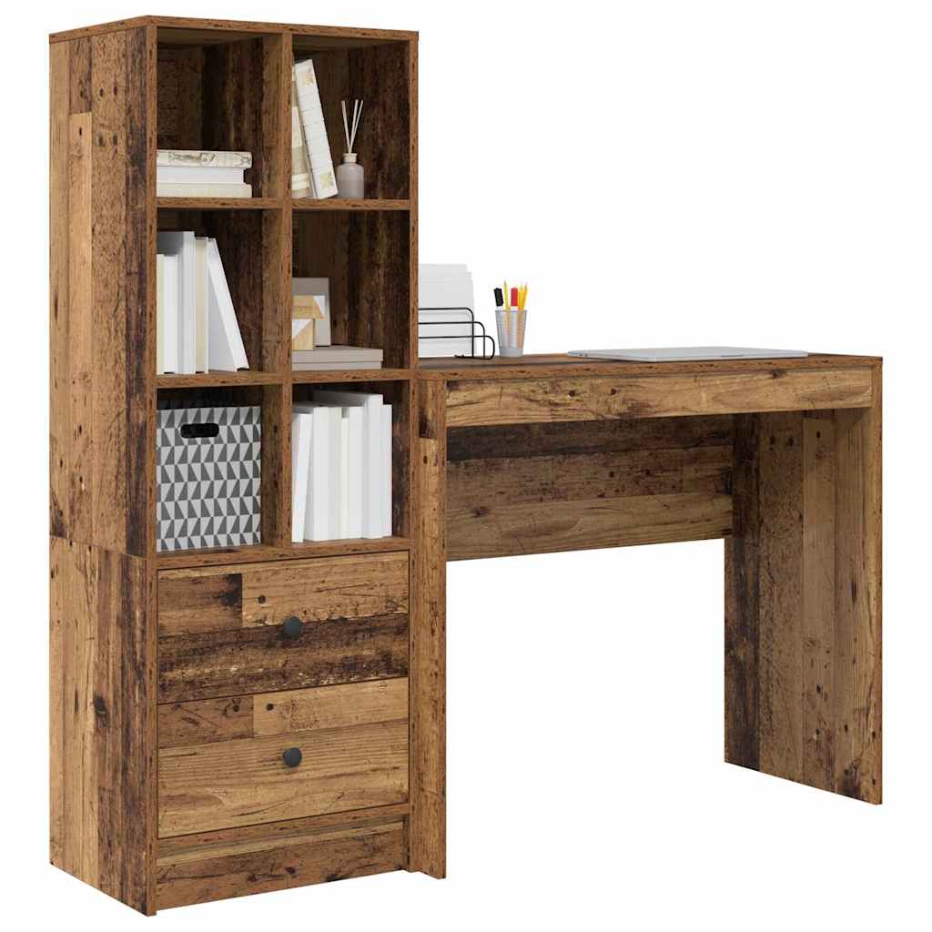 Desk with Drawers 2 pcs Reclaimed Wood