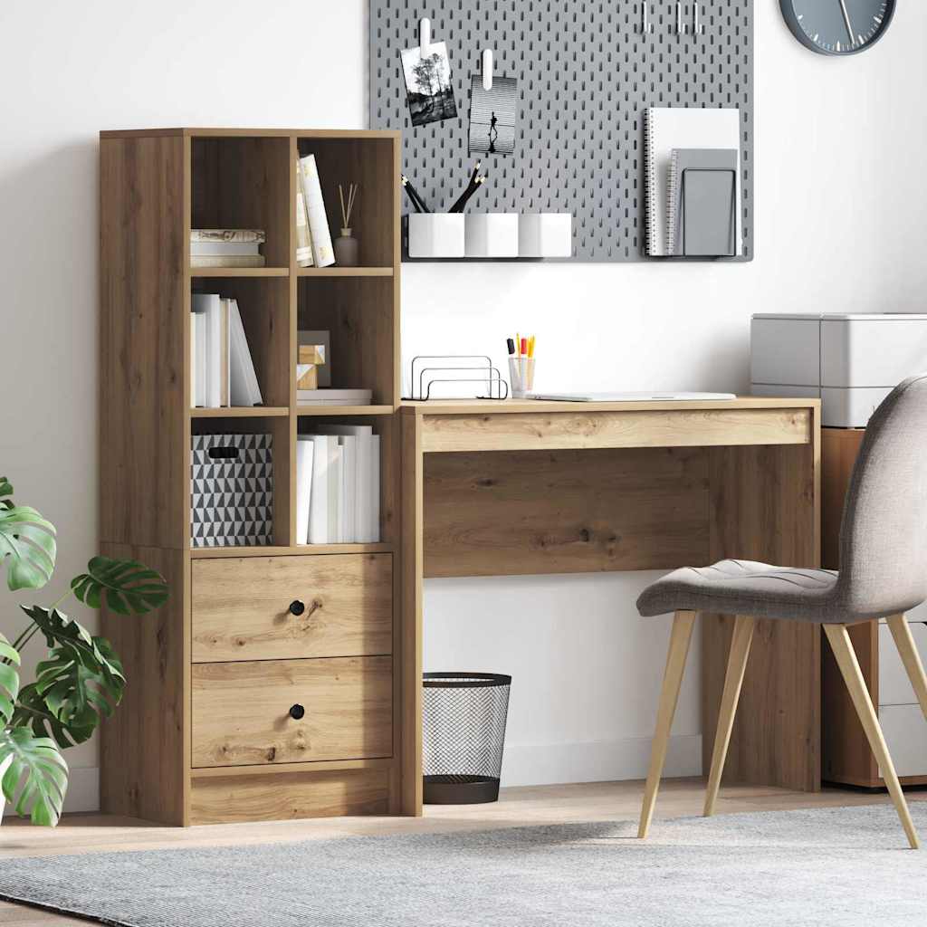 Bureau avec tiroirs 2 pcs Chêne Artisan