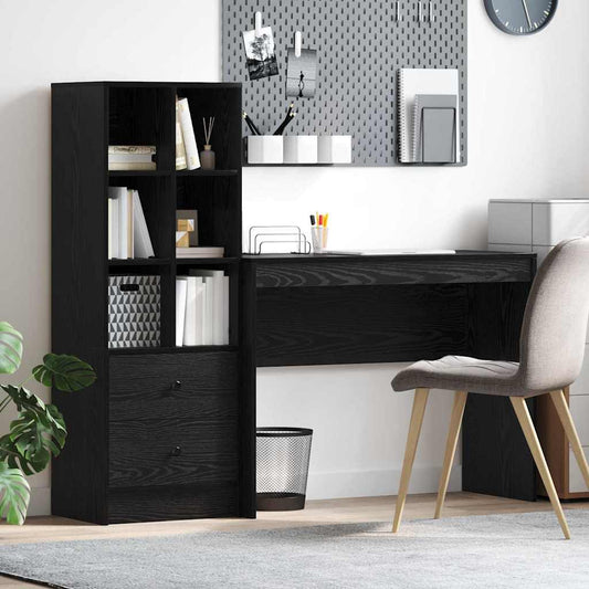 Schreibtisch mit Schubladen 2 pcs Schwarz Eichen-Optik