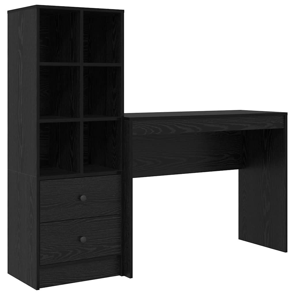 Schreibtisch mit Schubladen 2 pcs Schwarz Eichen-Optik