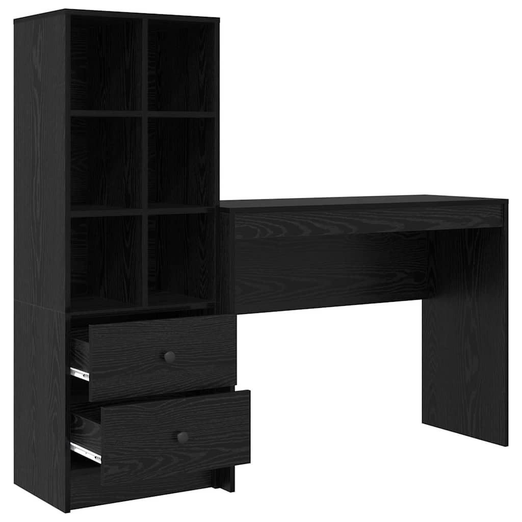 Schreibtisch mit Schubladen 2 pcs Schwarz Eichen-Optik