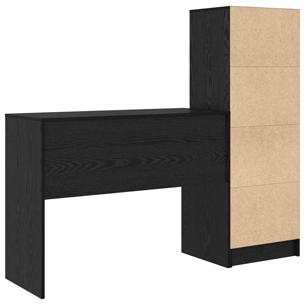 Schreibtisch mit Schubladen 2 pcs Schwarz Eichen-Optik