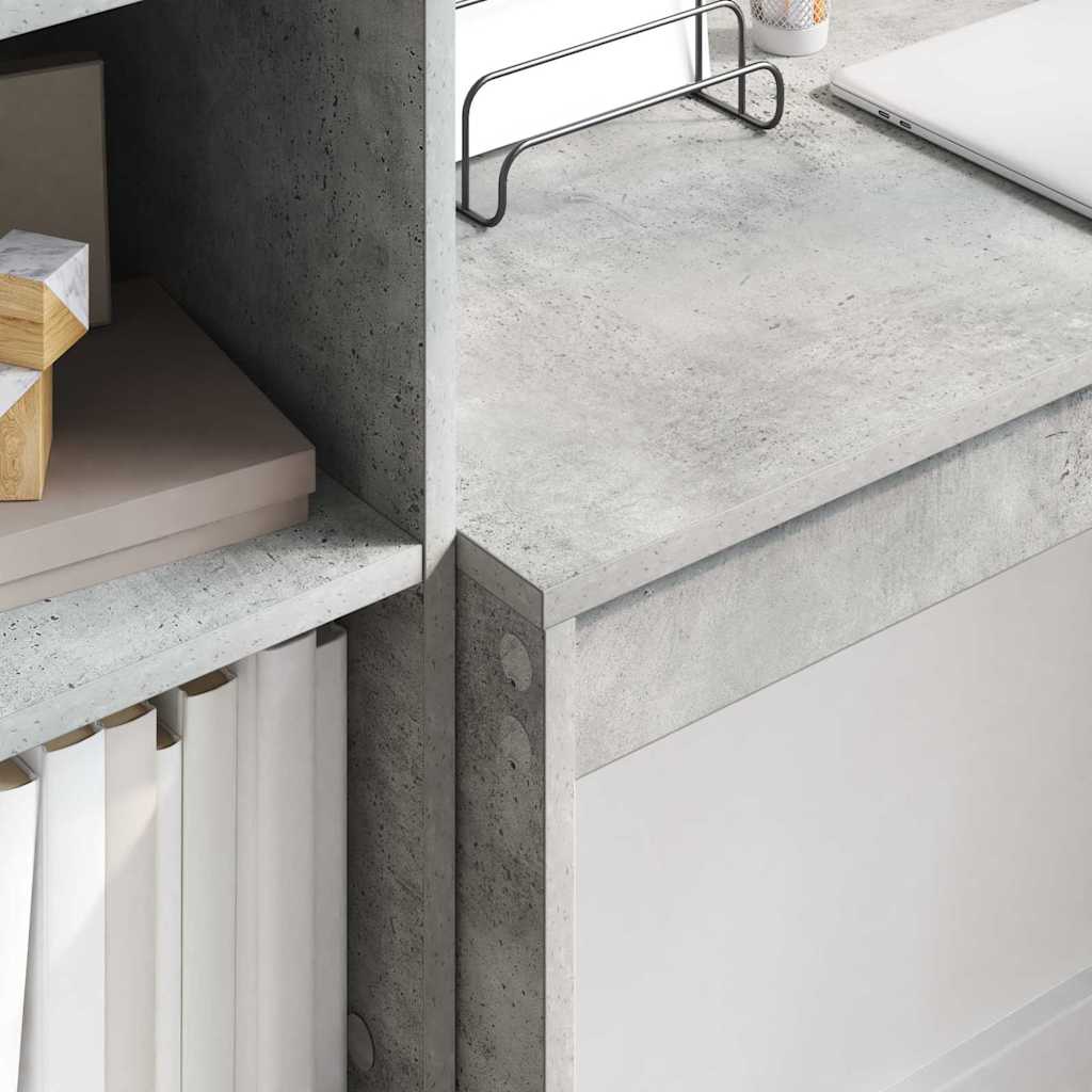 Desk with Drawers 2 pcs Concrete Grey