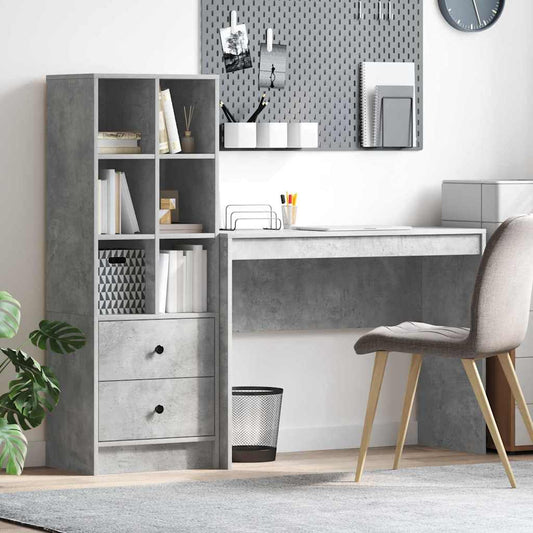 Schreibtisch mit Schubladen 2 pcs Beton Grau