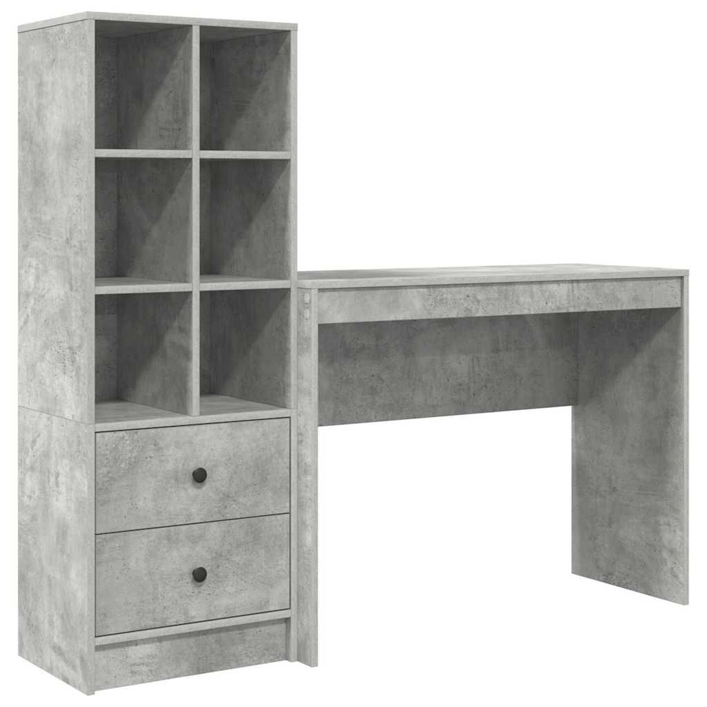 Desk with Drawers 2 pcs Concrete Grey