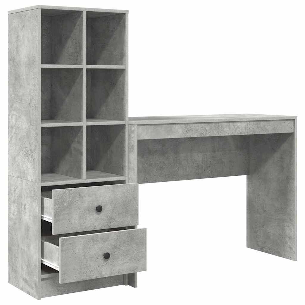 Desk with Drawers 2 pcs Concrete Grey