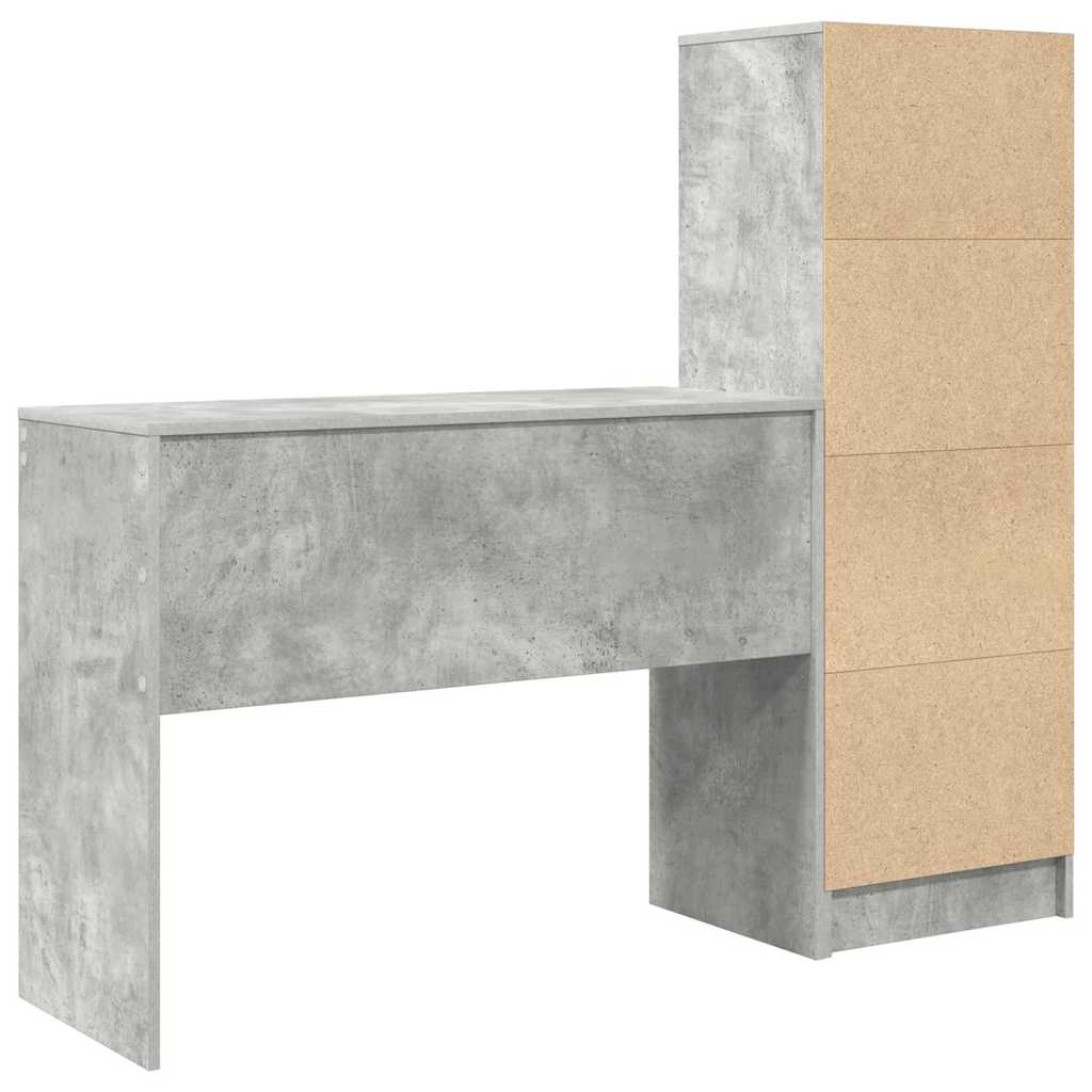 Desk with Drawers 2 pcs Concrete Grey