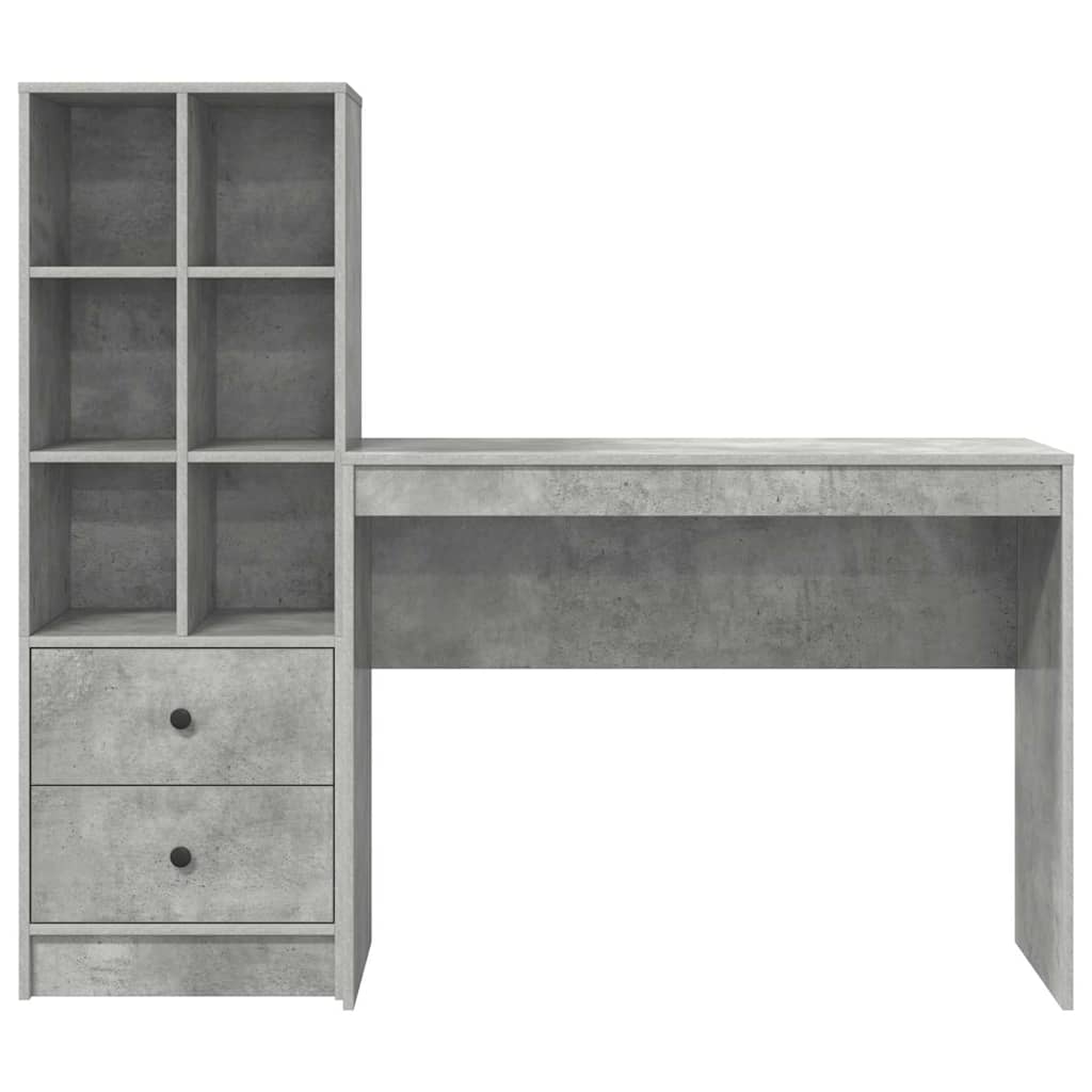 Desk with Drawers 2 pcs Concrete Grey