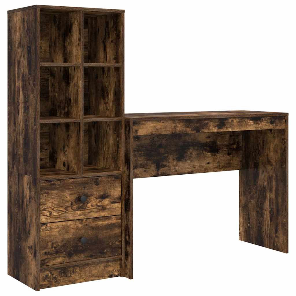 Schreibtisch mit Schubladen 2 pcs Geräucherte Eiche