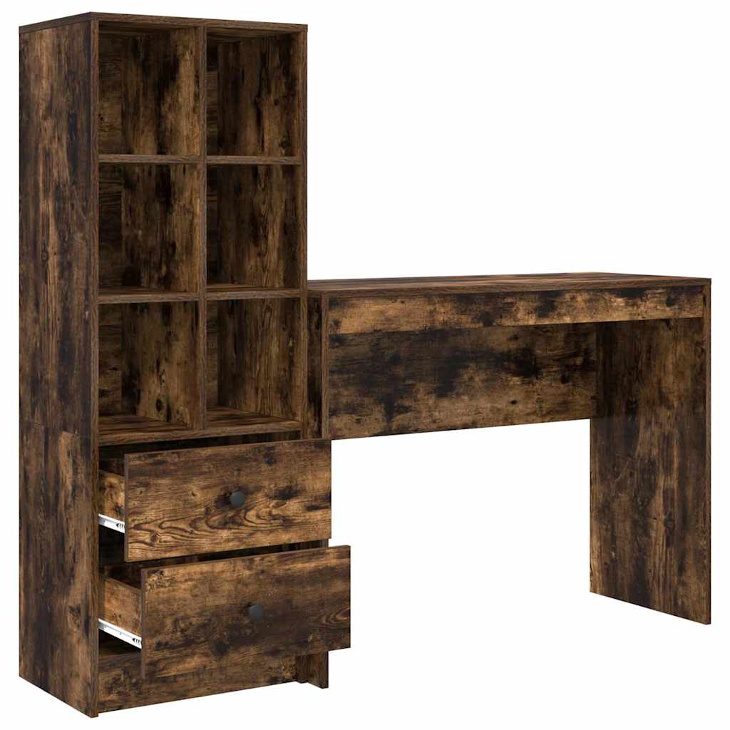 Schreibtisch mit Schubladen 2 pcs Geräucherte Eiche