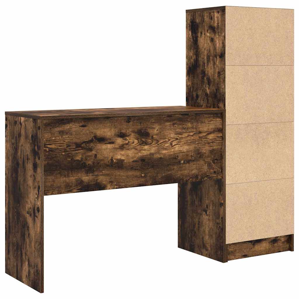 Schreibtisch mit Schubladen 2 pcs Geräucherte Eiche