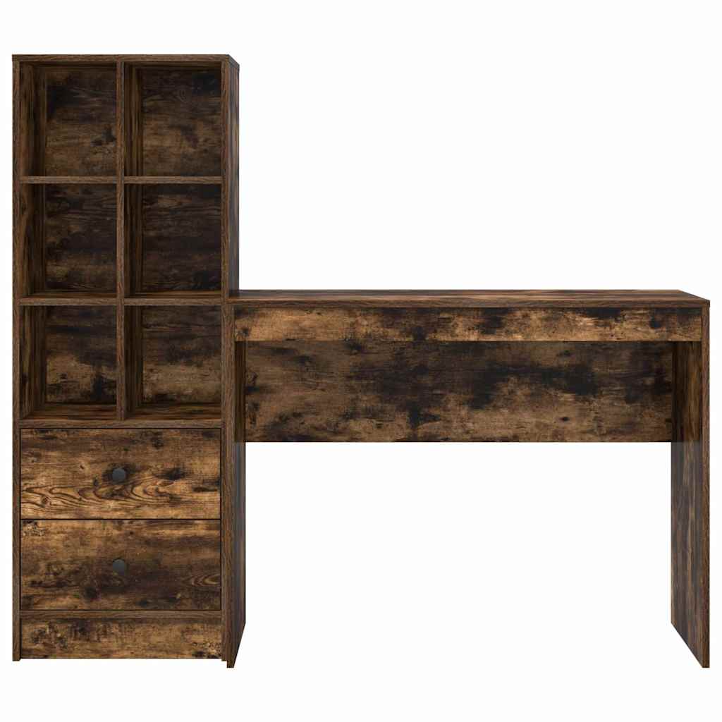 Schreibtisch mit Schubladen 2 pcs Geräucherte Eiche