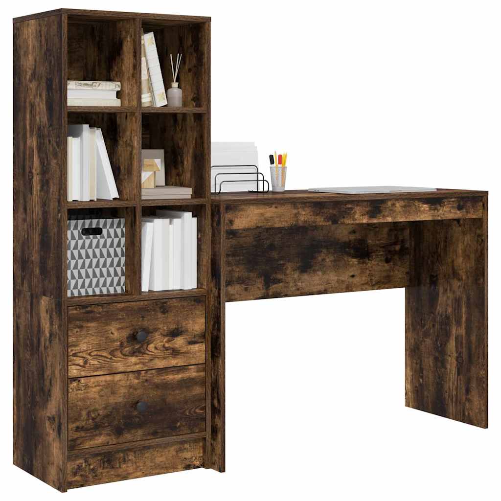 Schreibtisch mit Schubladen 2 pcs Geräucherte Eiche