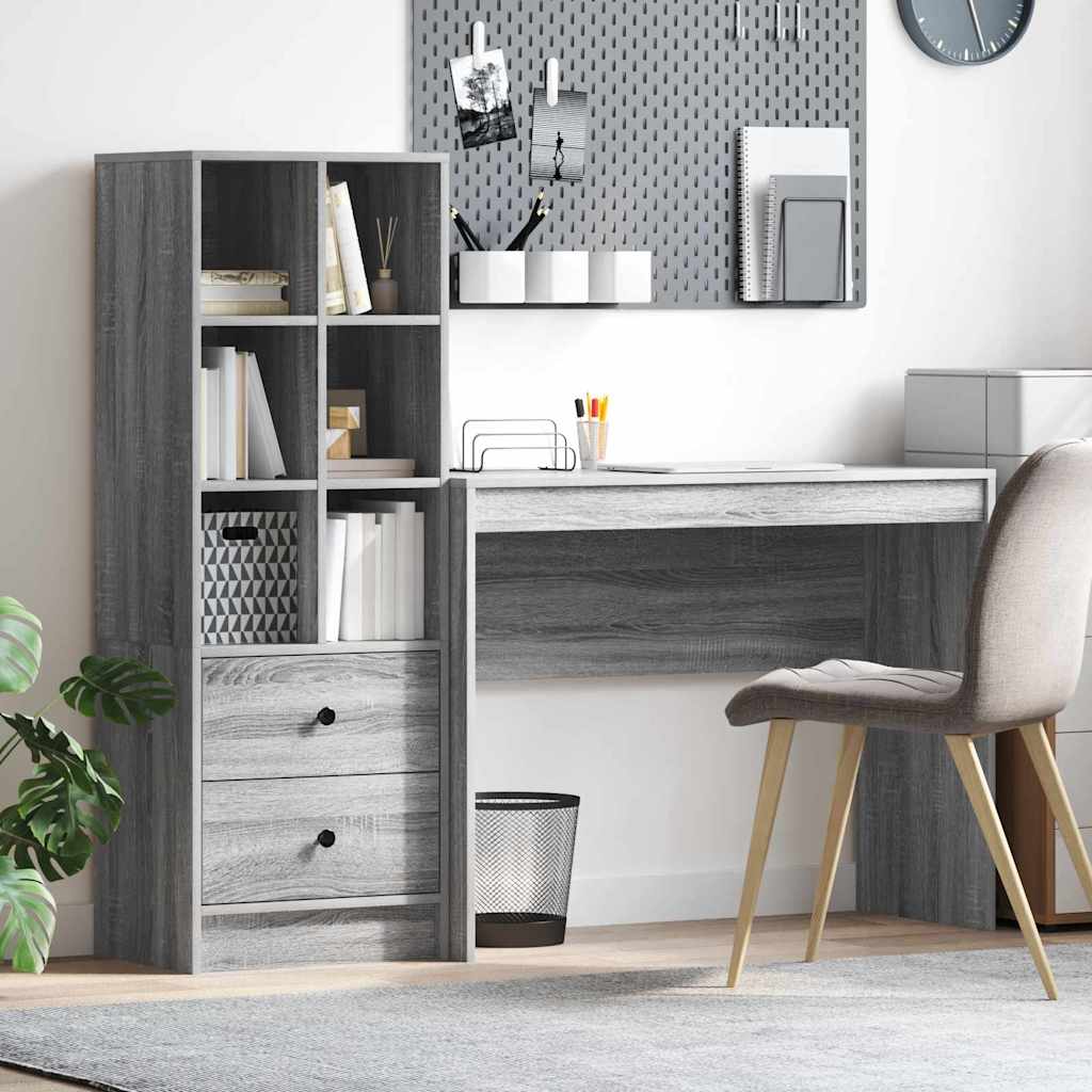 Schreibtisch mit Schubladen 2 pcs Graues Sonoma