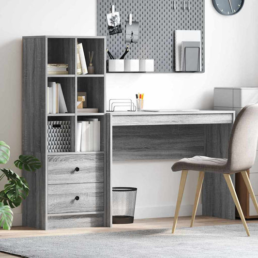 Schreibtisch mit Schubladen 2 pcs Graues Sonoma