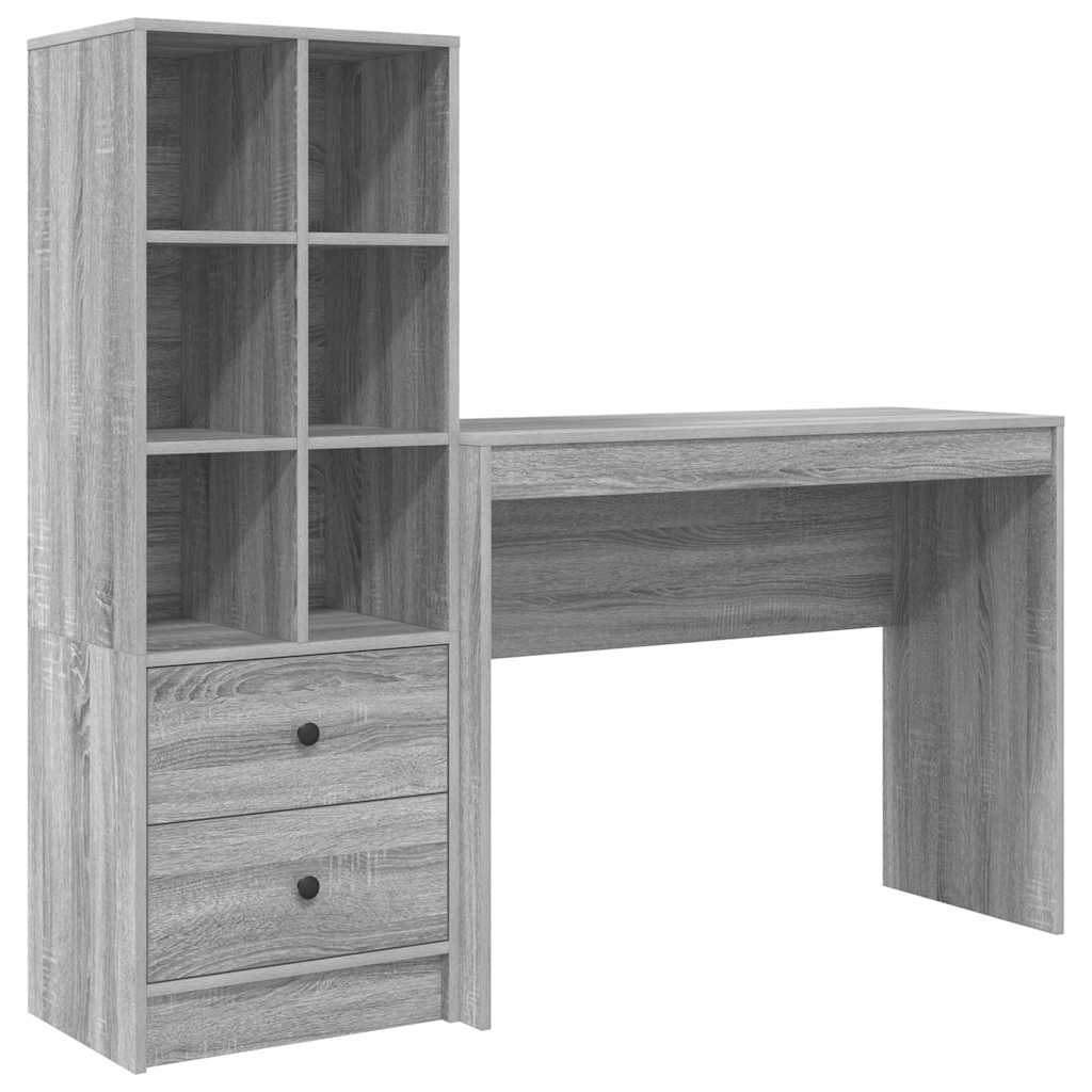 Schreibtisch mit Schubladen 2 pcs Graues Sonoma