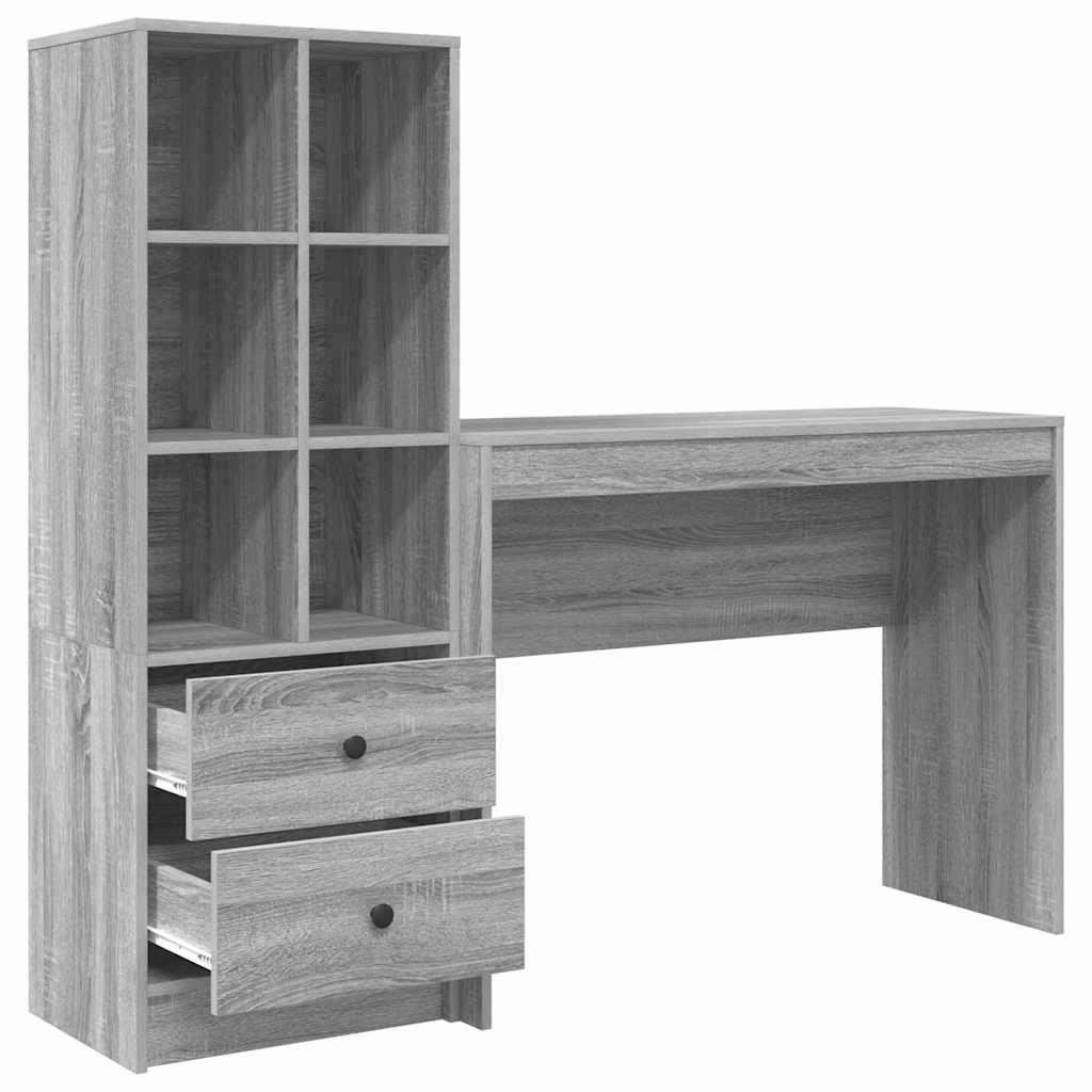 Schreibtisch mit Schubladen 2 pcs Graues Sonoma