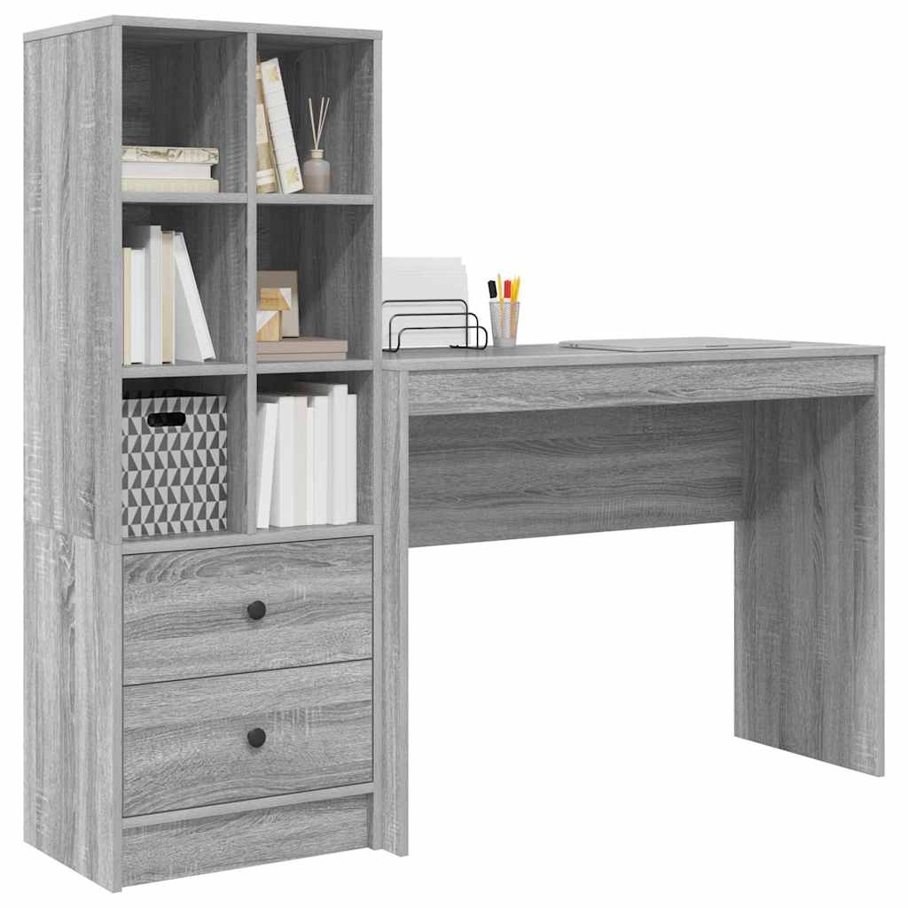 Schreibtisch mit Schubladen 2 pcs Graues Sonoma