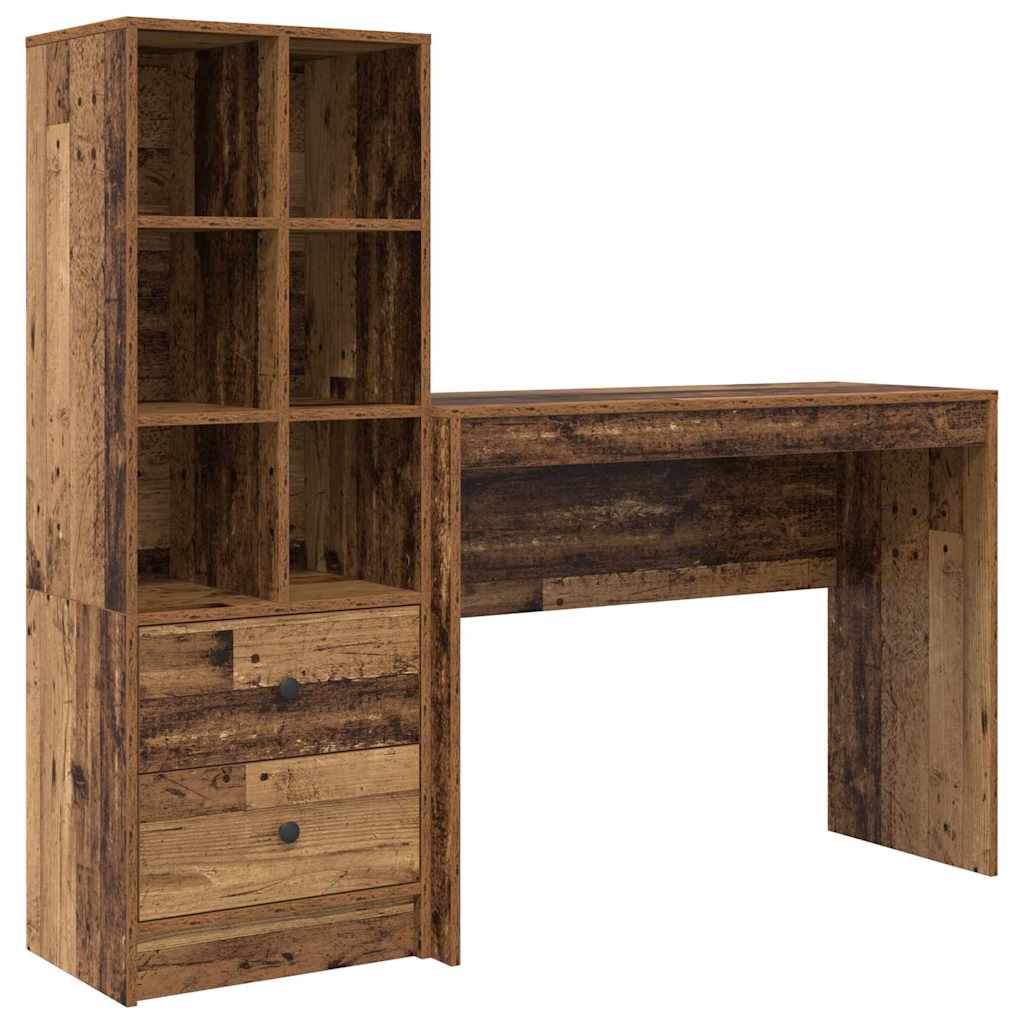 Desk with Drawers 2 pcs Reclaimed Wood
