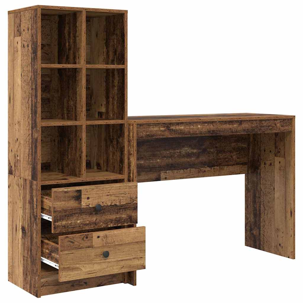 Desk with Drawers 2 pcs Reclaimed Wood