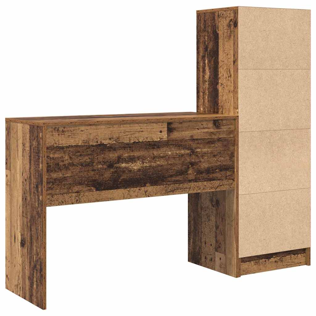 Desk with Drawers 2 pcs Reclaimed Wood