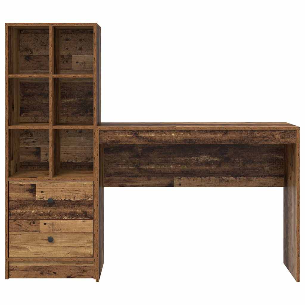 Desk with Drawers 2 pcs Reclaimed Wood
