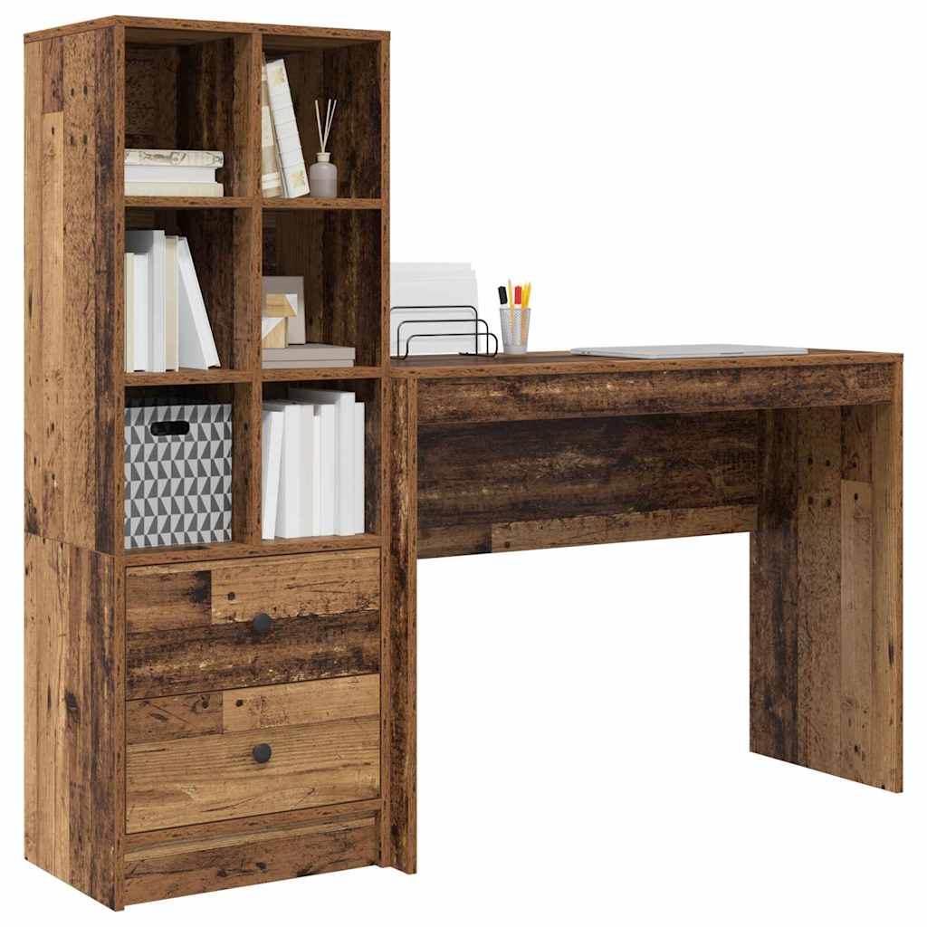 Desk with Drawers 2 pcs Reclaimed Wood