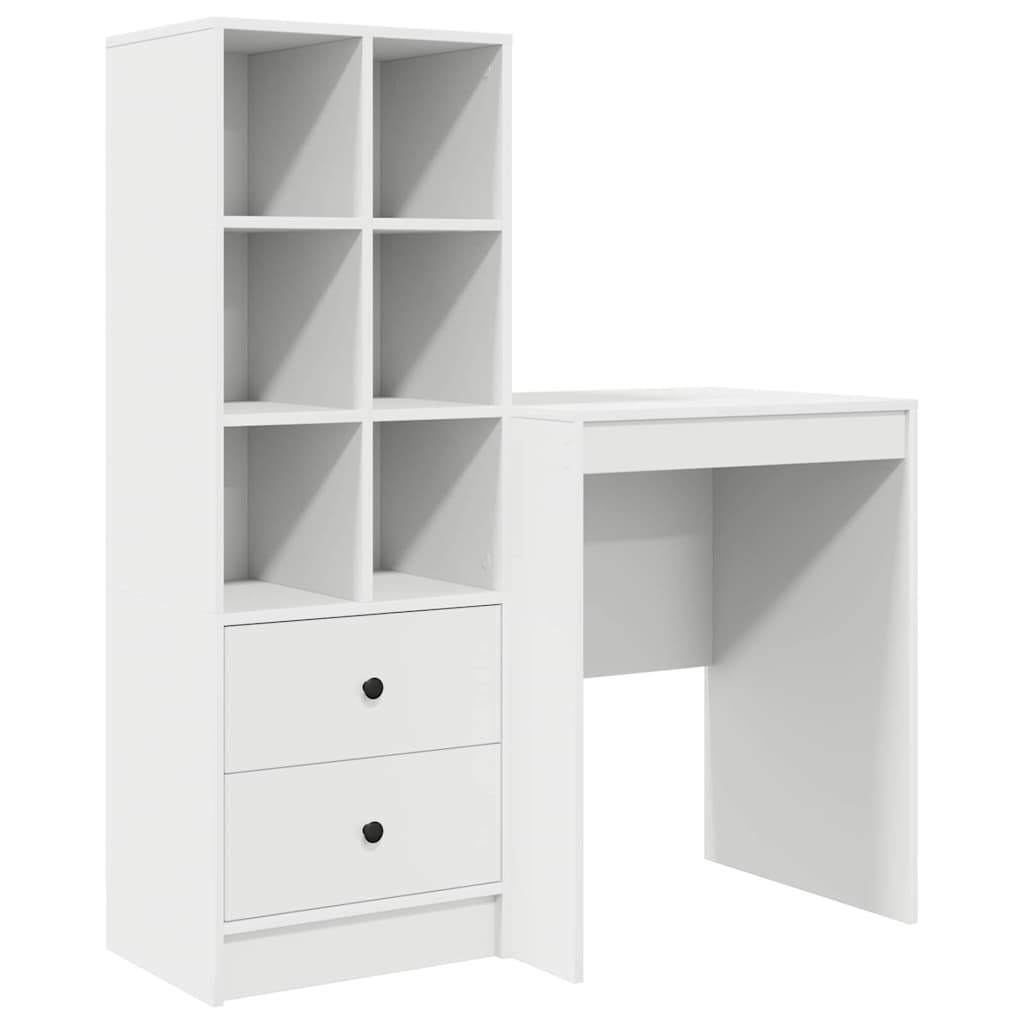 Desk with Drawers 2 pcs White