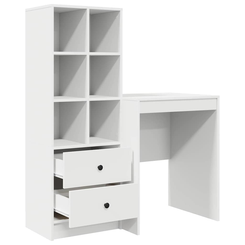 Desk with Drawers 2 pcs White