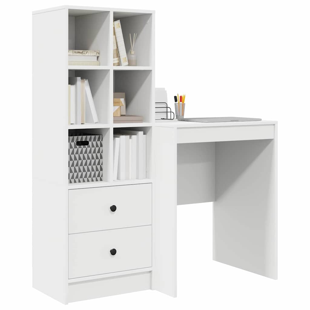 Desk with Drawers 2 pcs White