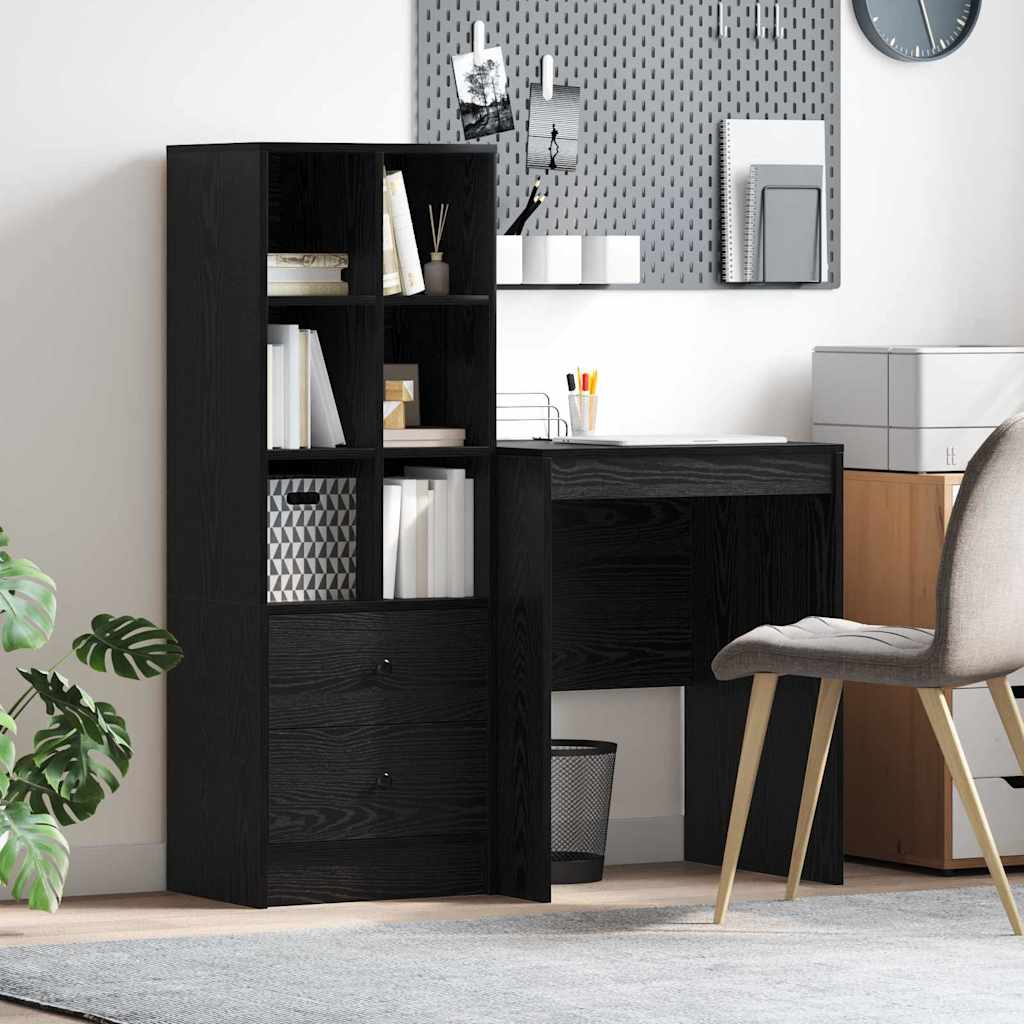 Schreibtisch mit Schubladen 2 pcs Schwarz Eichen-Optik