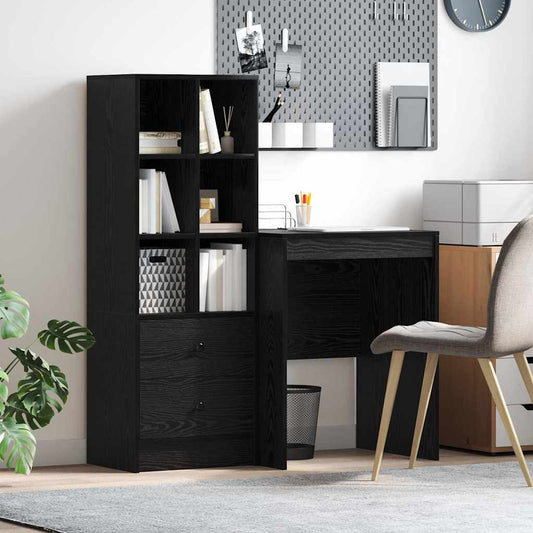 Schreibtisch mit Schubladen 2 pcs Schwarz Eichen-Optik