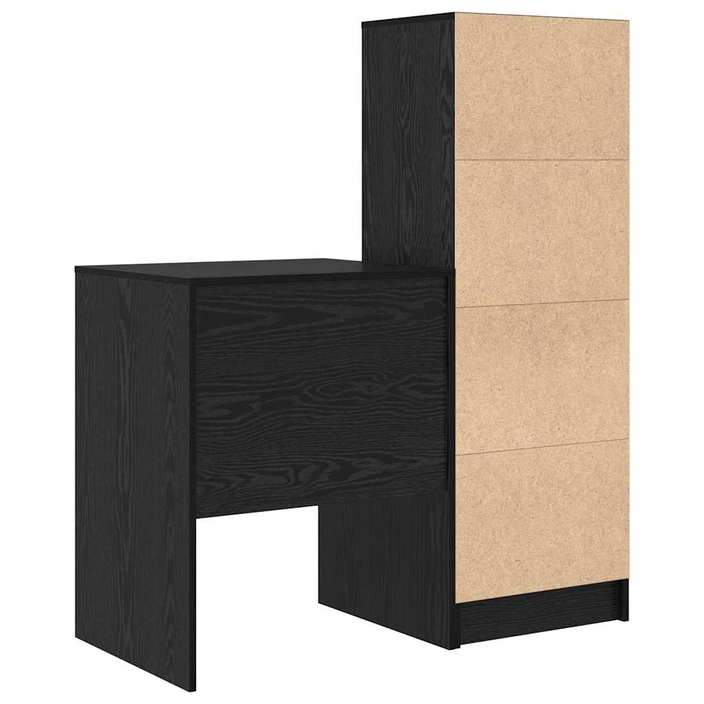 Schreibtisch mit Schubladen 2 pcs Schwarz Eichen-Optik