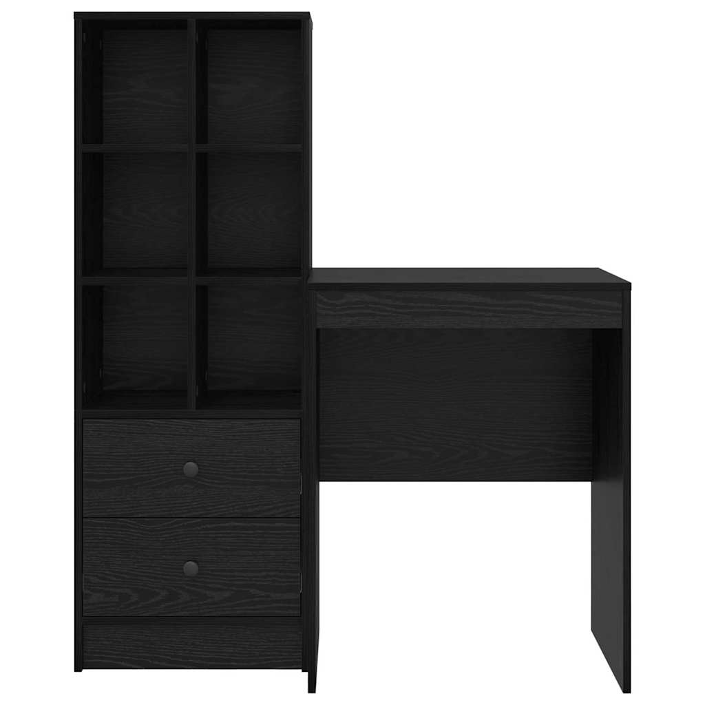 Schreibtisch mit Schubladen 2 pcs Schwarz Eichen-Optik