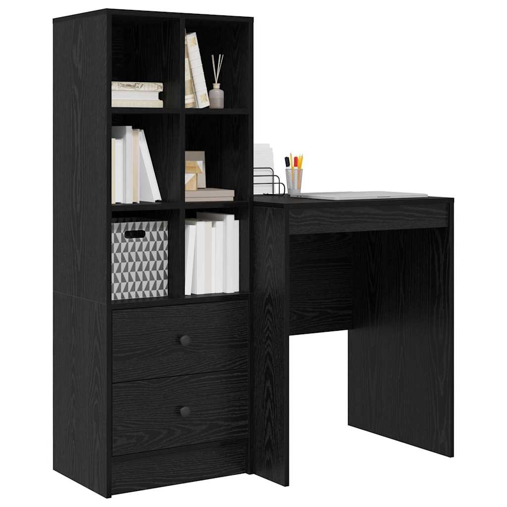Schreibtisch mit Schubladen 2 pcs Schwarz Eichen-Optik