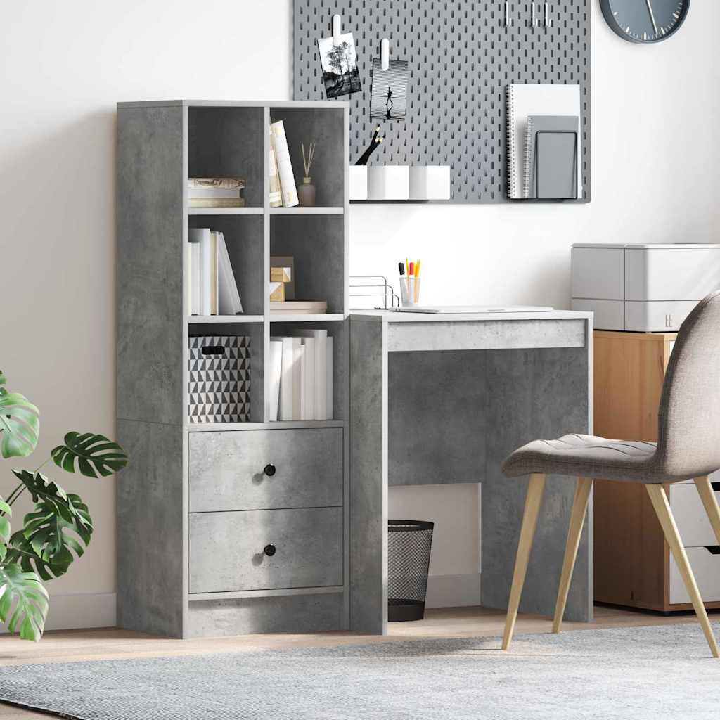 Bureau avec tiroirs 2 pcs Béton Gris