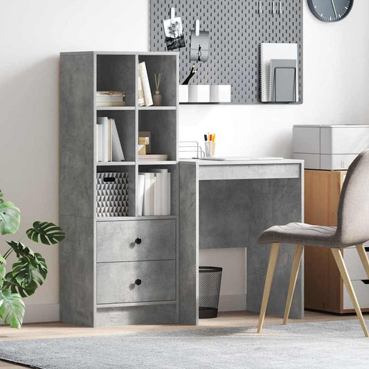 Schreibtisch mit Schubladen 2 pcs Beton Grau