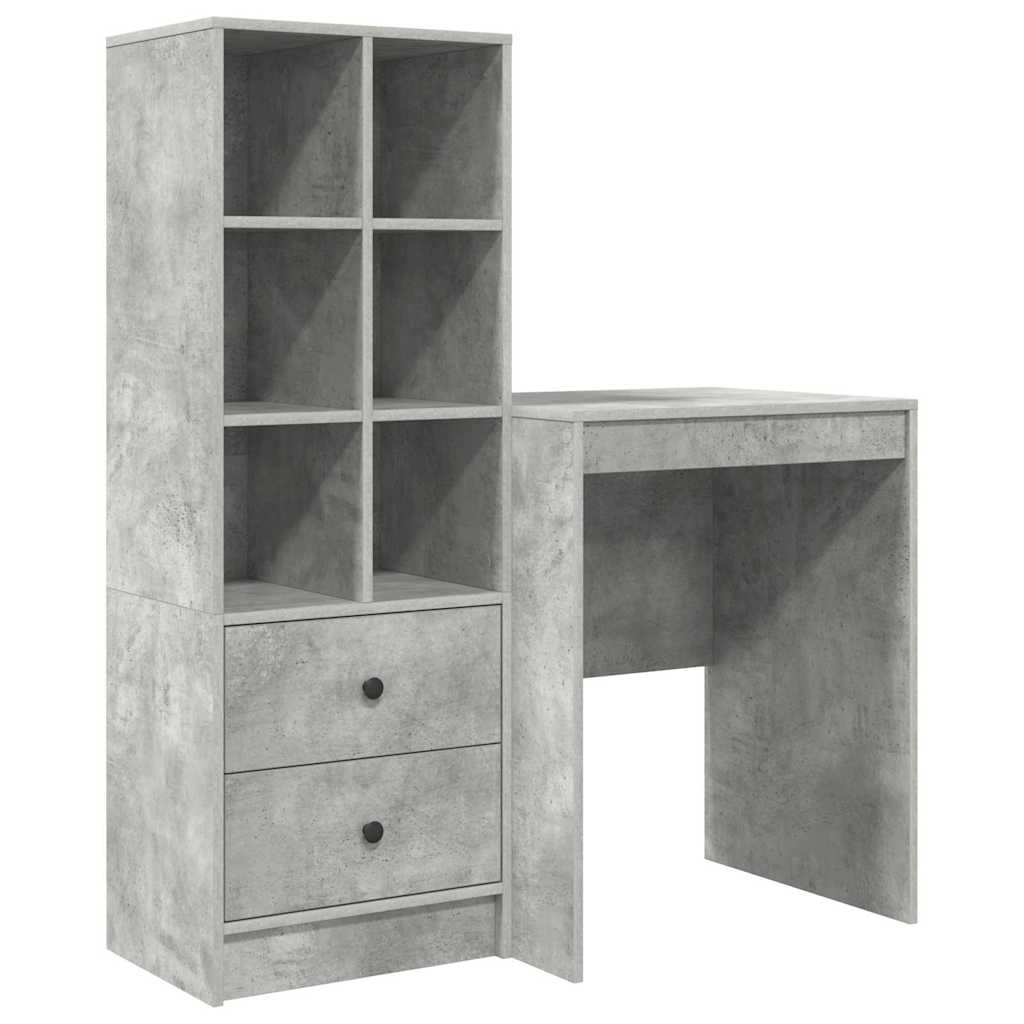 Bureau avec tiroirs 2 pcs Béton Gris