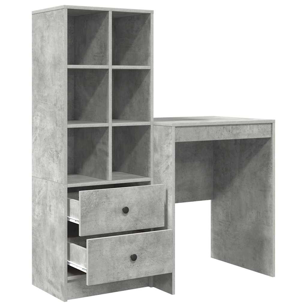 Bureau avec tiroirs 2 pcs Béton Gris