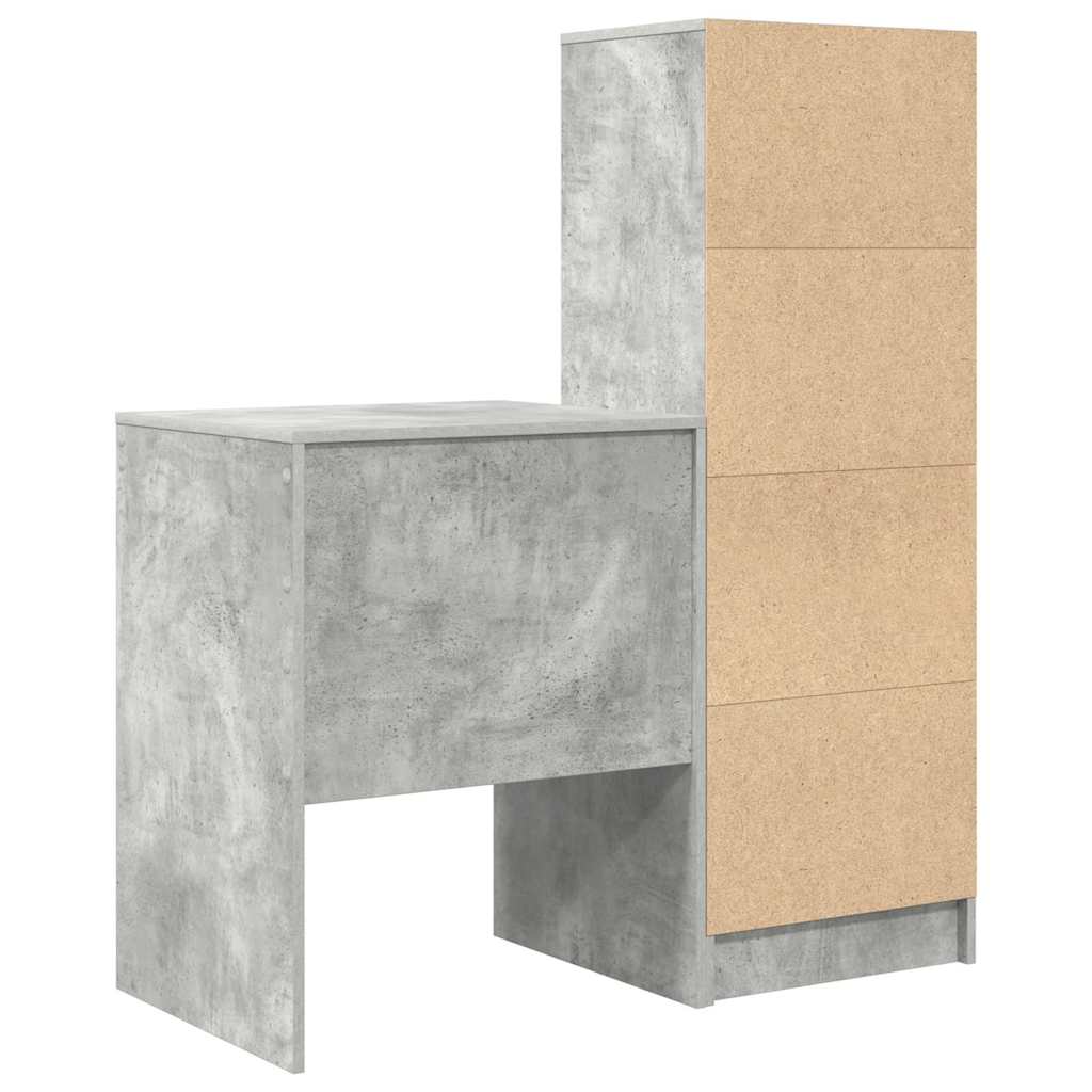 Bureau avec tiroirs 2 pcs Béton Gris