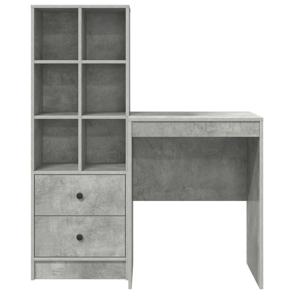 Bureau avec tiroirs 2 pcs Béton Gris