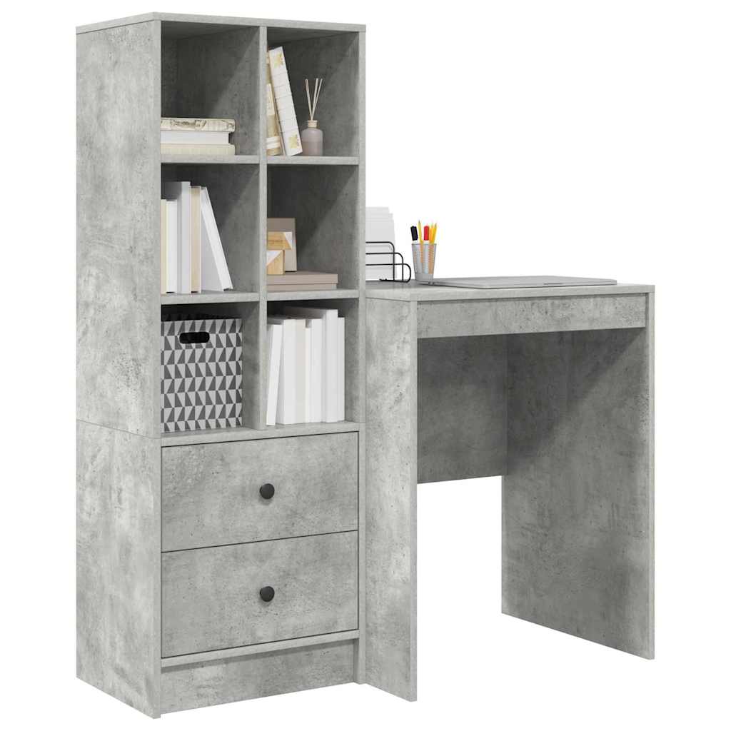 Bureau avec tiroirs 2 pcs Béton Gris
