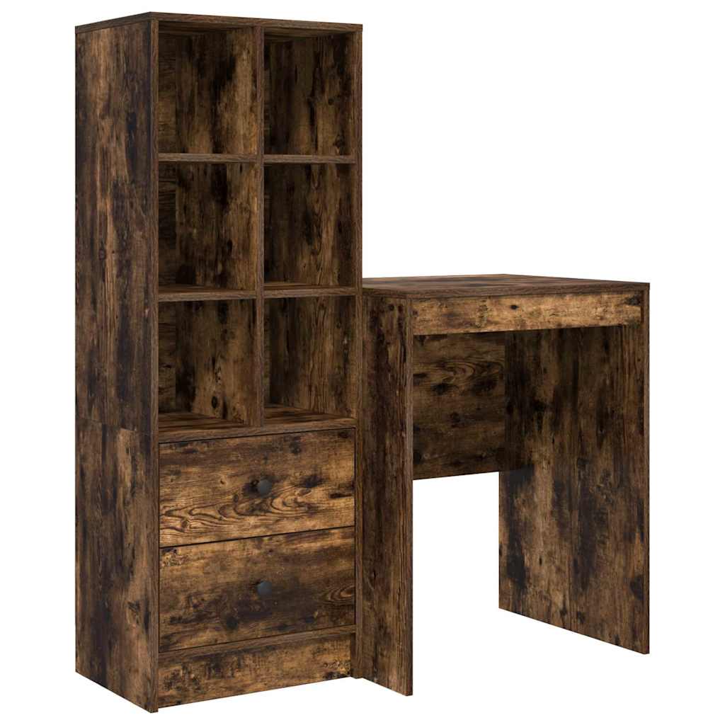 Schreibtisch mit Schubladen 2 pcs Geräucherte Eiche