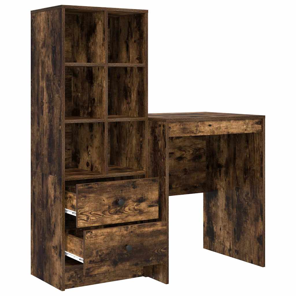 Schreibtisch mit Schubladen 2 pcs Geräucherte Eiche
