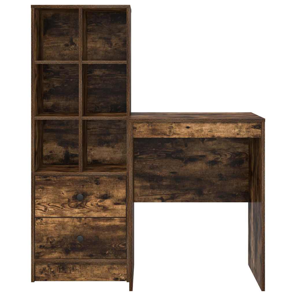 Schreibtisch mit Schubladen 2 pcs Geräucherte Eiche