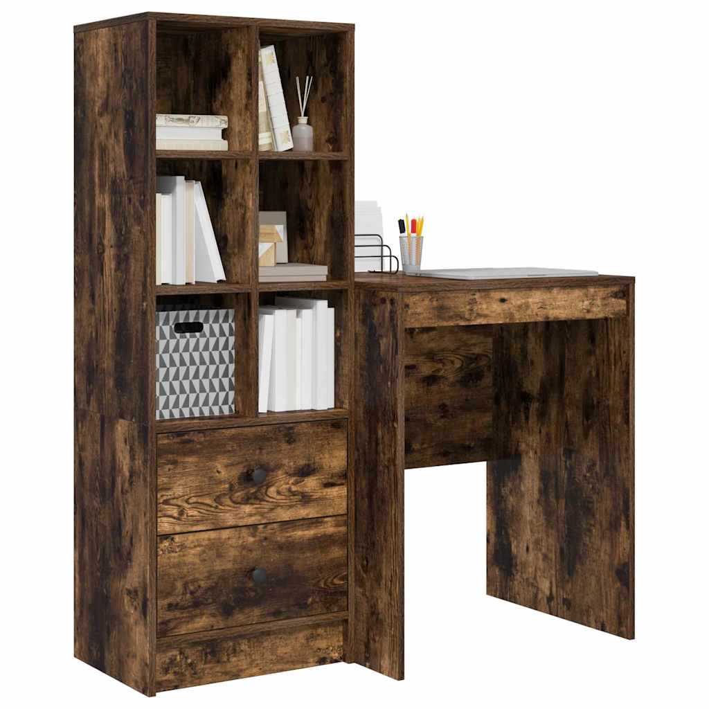 Schreibtisch mit Schubladen 2 pcs Geräucherte Eiche