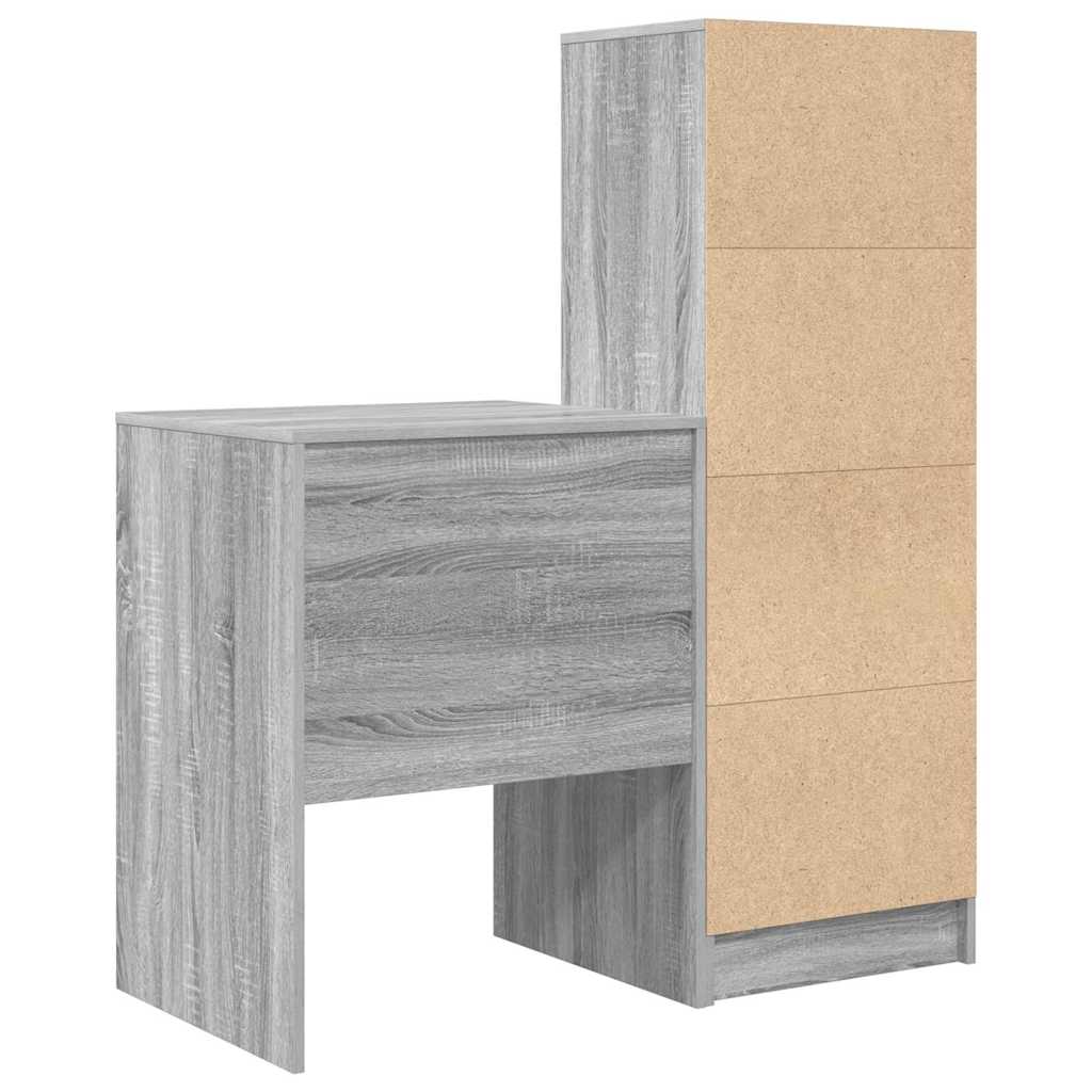 Bureau avec tiroirs 2 pcs Sonoma gris