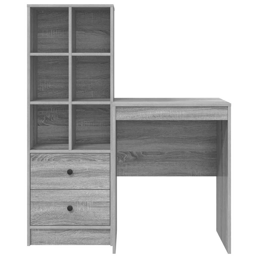Bureau avec tiroirs 2 pcs Sonoma gris